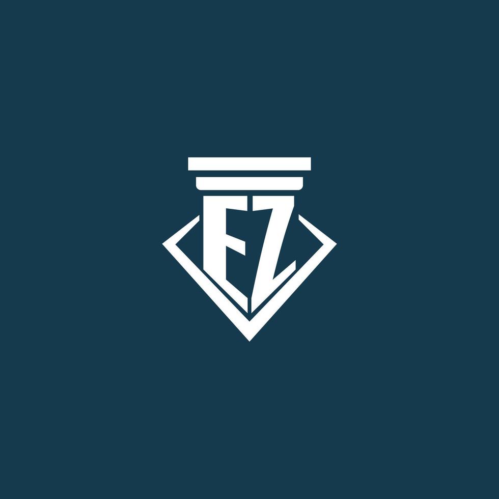 logotipo do monograma inicial ez para escritório de advocacia, advogado ou advogado com design de ícone de pilar vetor