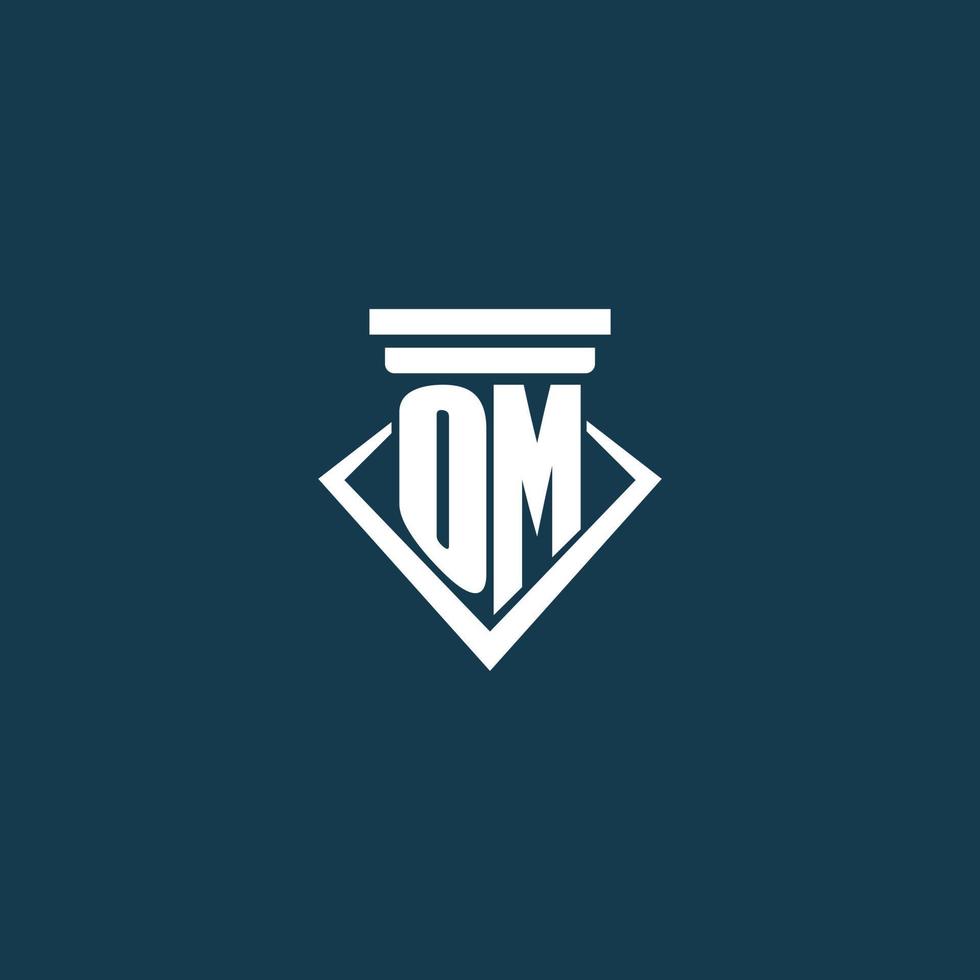 om logotipo inicial do monograma para escritório de advocacia, advogado ou advogado com design de ícone de pilar vetor