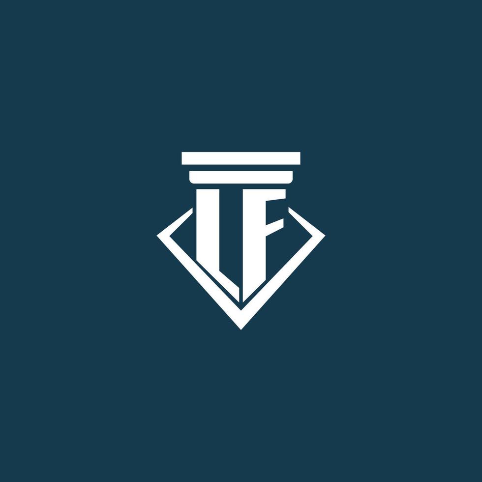 lf logotipo inicial do monograma para escritório de advocacia, advogado ou advogado com design de ícone de pilar vetor