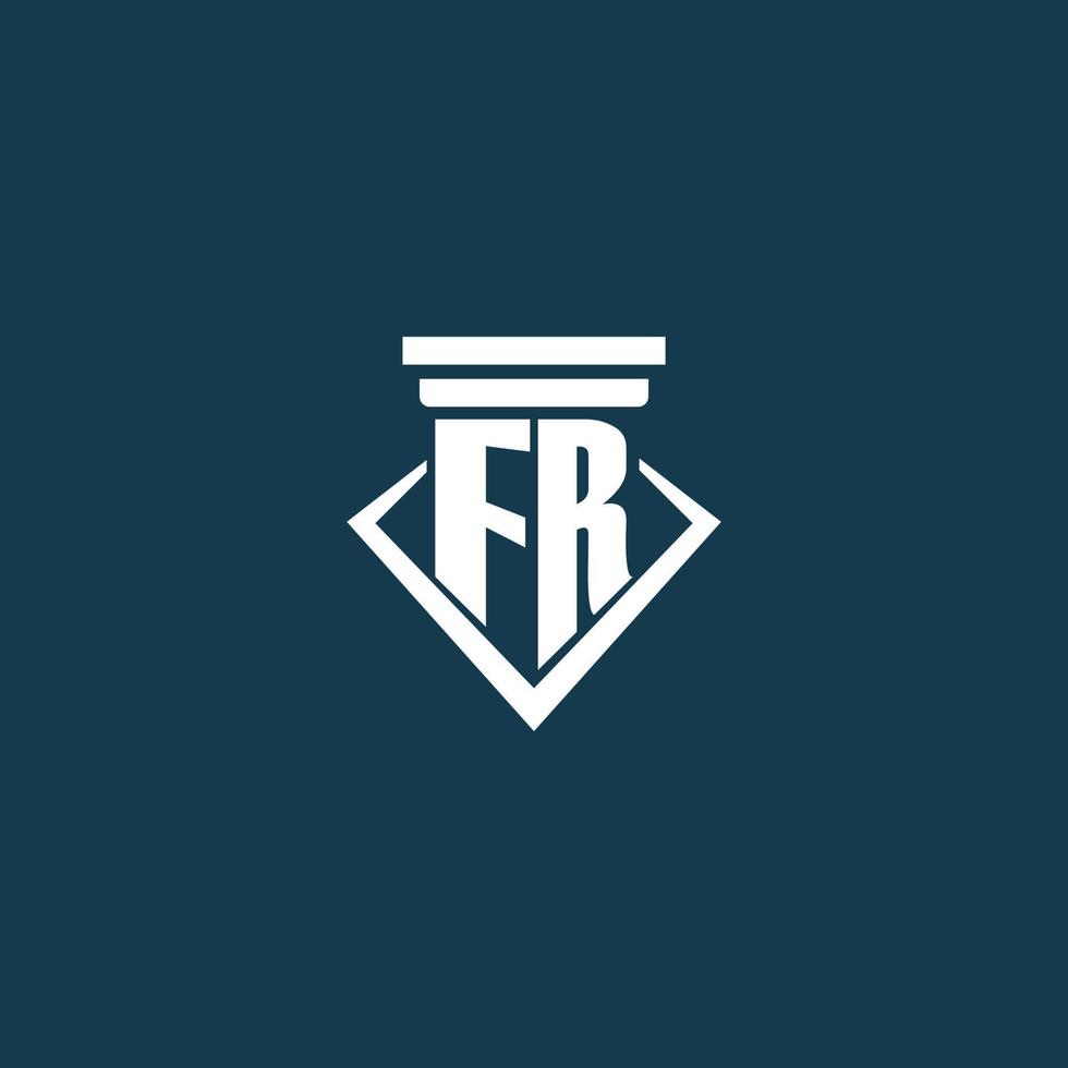 fr logotipo inicial do monograma para escritório de advocacia, advogado ou advogado com design de ícone de pilar vetor