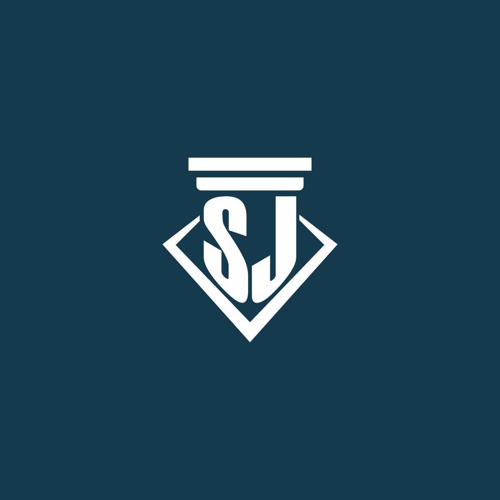 sj logotipo inicial do monograma para escritório de advocacia, advogado ou advogado com design de ícone de pilar vetor