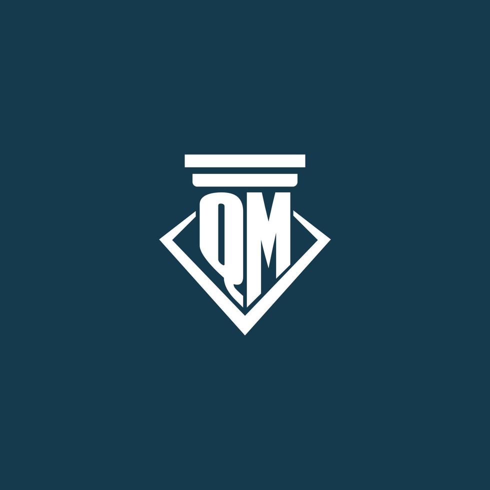 qm logotipo inicial do monograma para escritório de advocacia, advogado ou advogado com design de ícone de pilar vetor