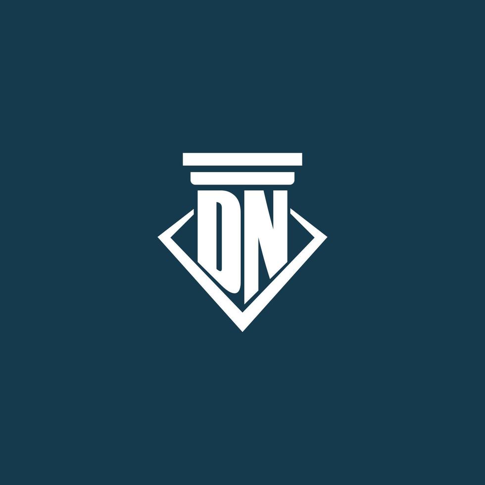 dn logotipo inicial do monograma para escritório de advocacia, advogado ou advogado com design de ícone de pilar vetor