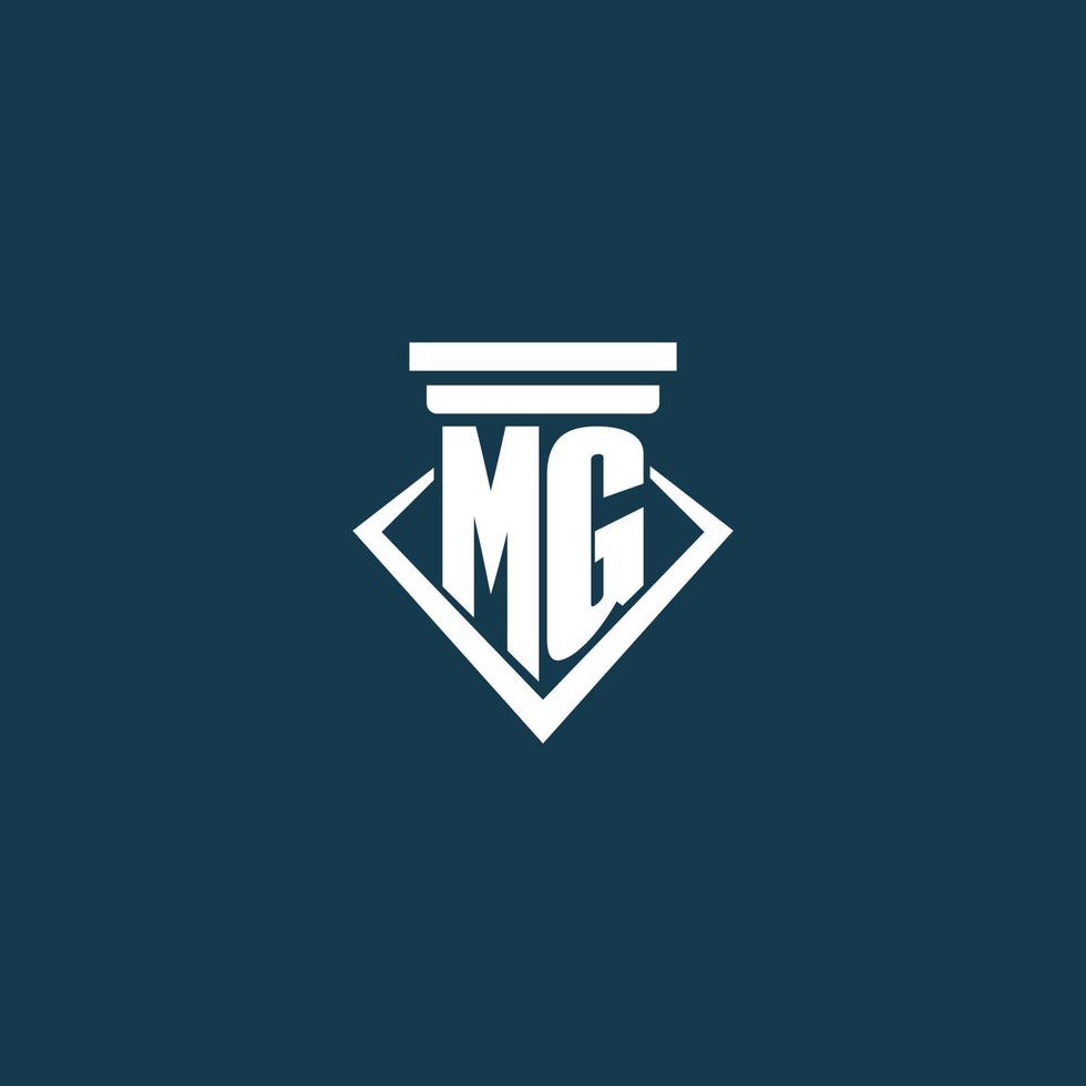 mg logotipo inicial do monograma para escritório de advocacia, advogado ou advogado com design de ícone de pilar vetor
