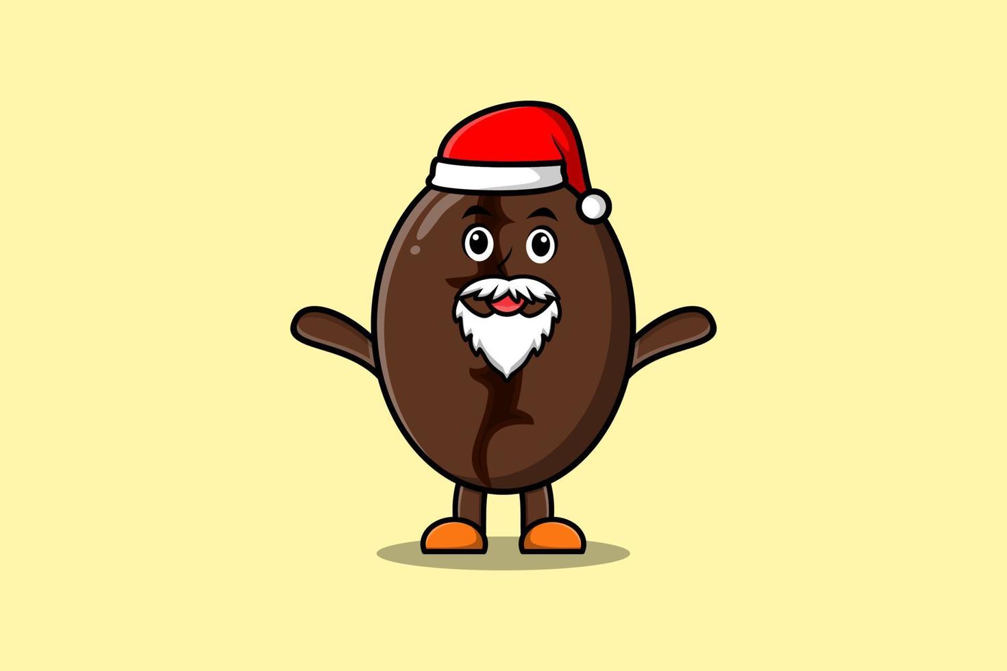 personagem de papai noel de grãos de café bonito dos desenhos animados vetor