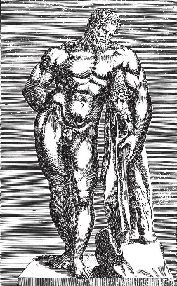 escultura de hércules, desconhecido, 1584, ilustração vintage. vetor