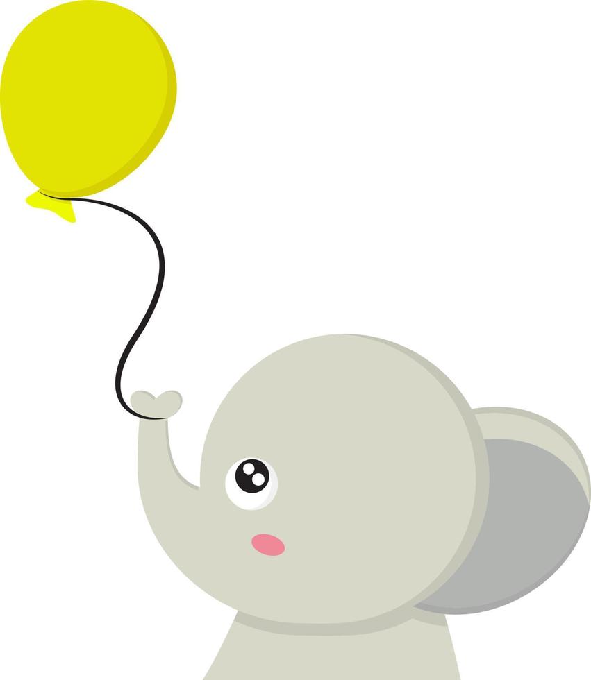 um elefante com um balão, vetor ou ilustração colorida.