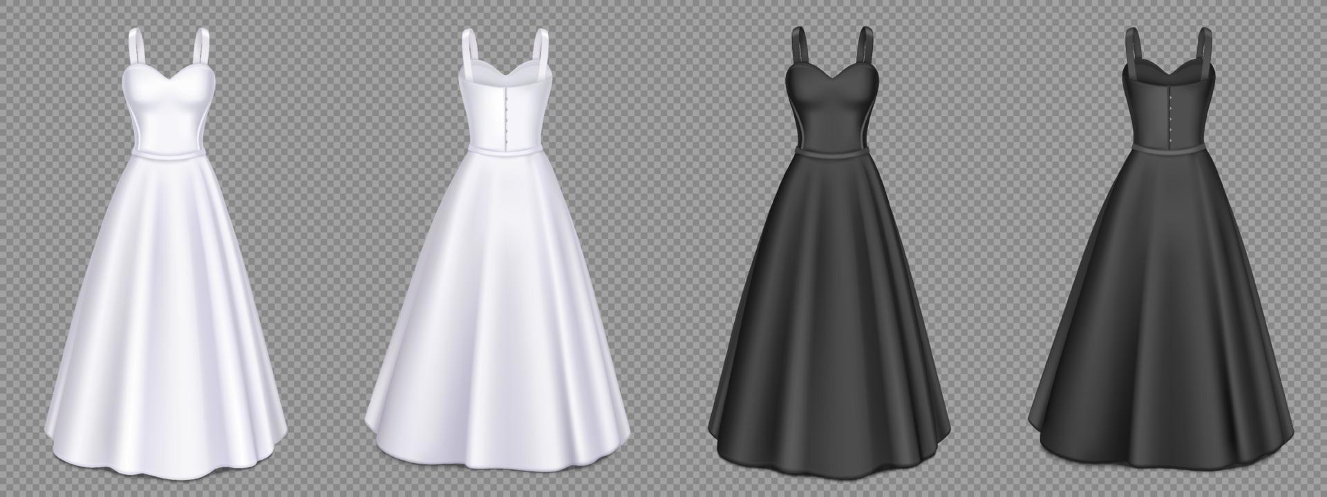 vestidos femininos brancos e pretos com espartilho vetor