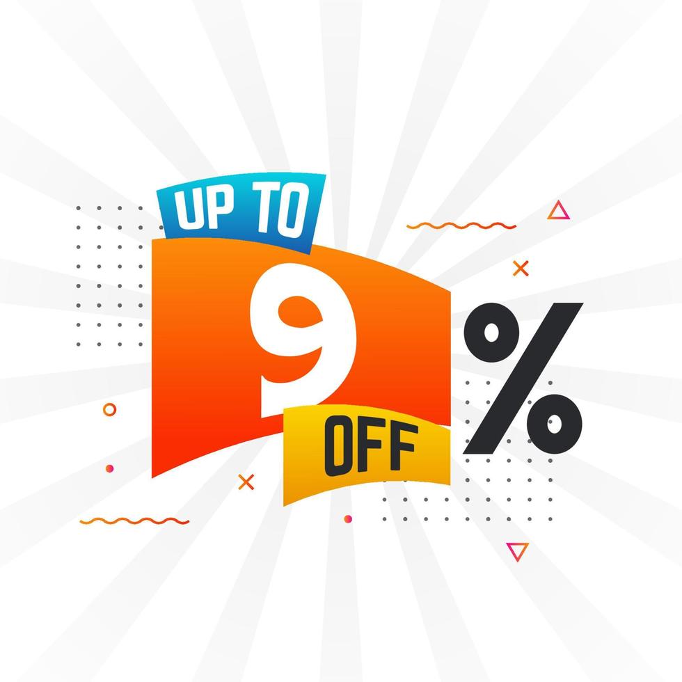 até 9% de desconto na oferta de desconto especial. até 9 de desconto na venda de gráficos vetoriais de campanha publicitária. vetor