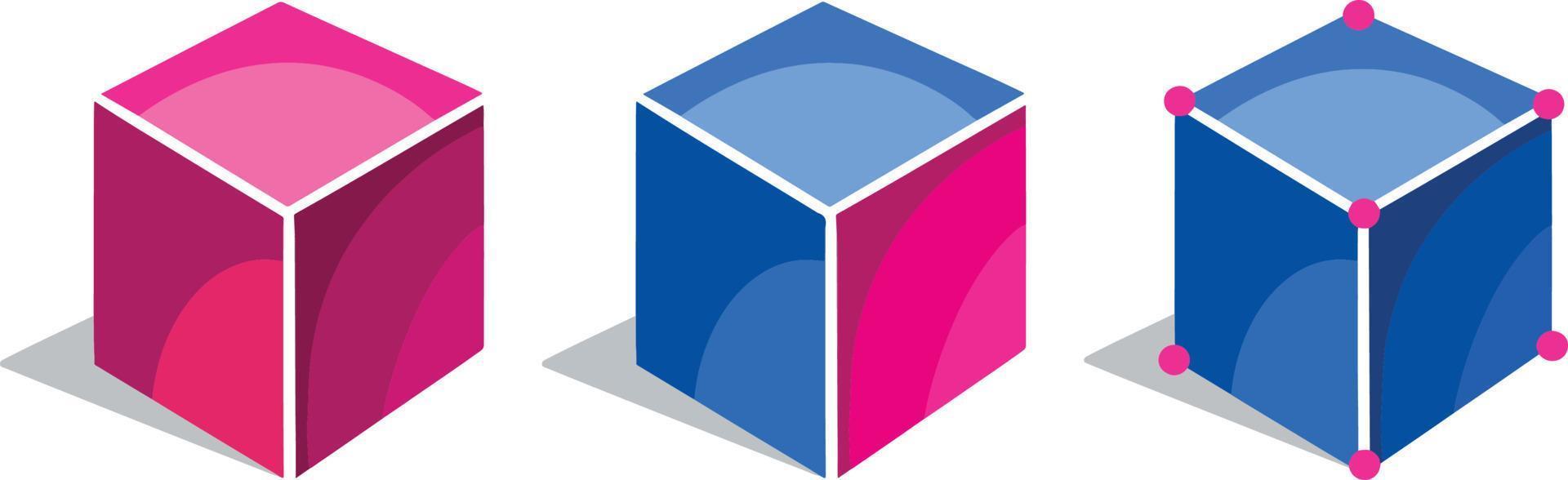 símbolo ícone vetor cubo azul faces volumétricas geometria