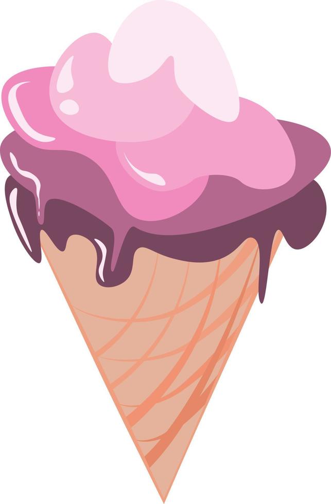sorvete rosa, ilustração, vetor em fundo branco.