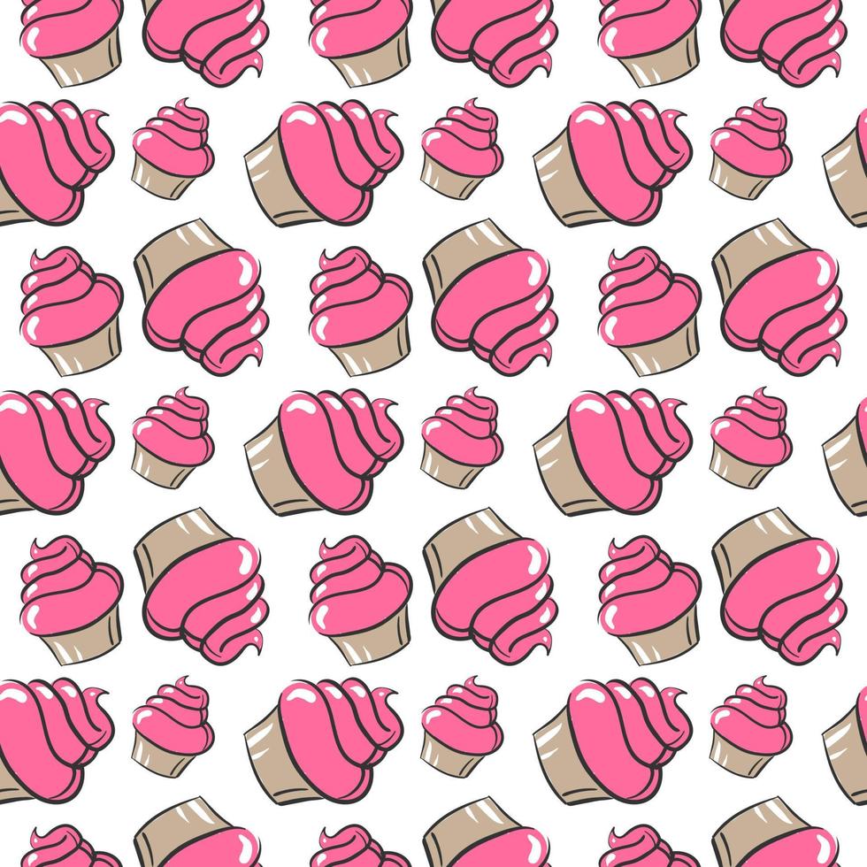 cupcake rosa, ilustração, vetor em fundo branco.