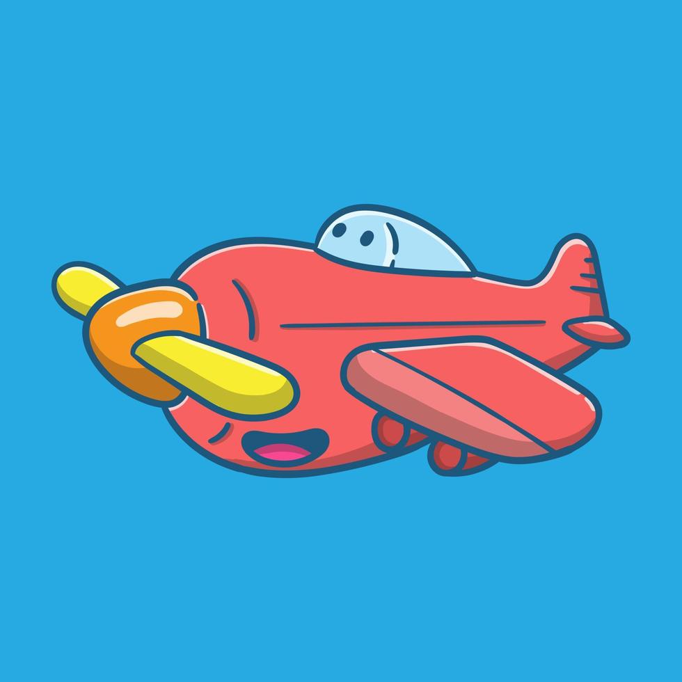 ilustração vetorial de avião bonito dos desenhos animados bom para adesivo e livro infantil vetor