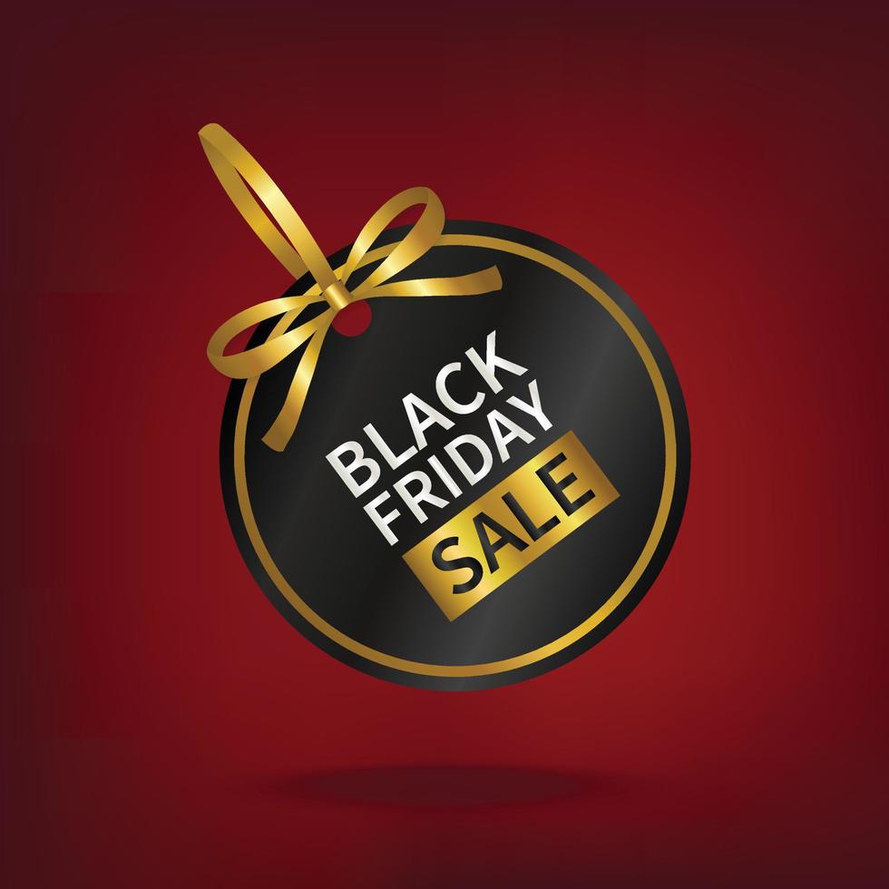 preço de venda de sexta-feira negra com fita de ouro isolar vector design de banner de fundo vermelho