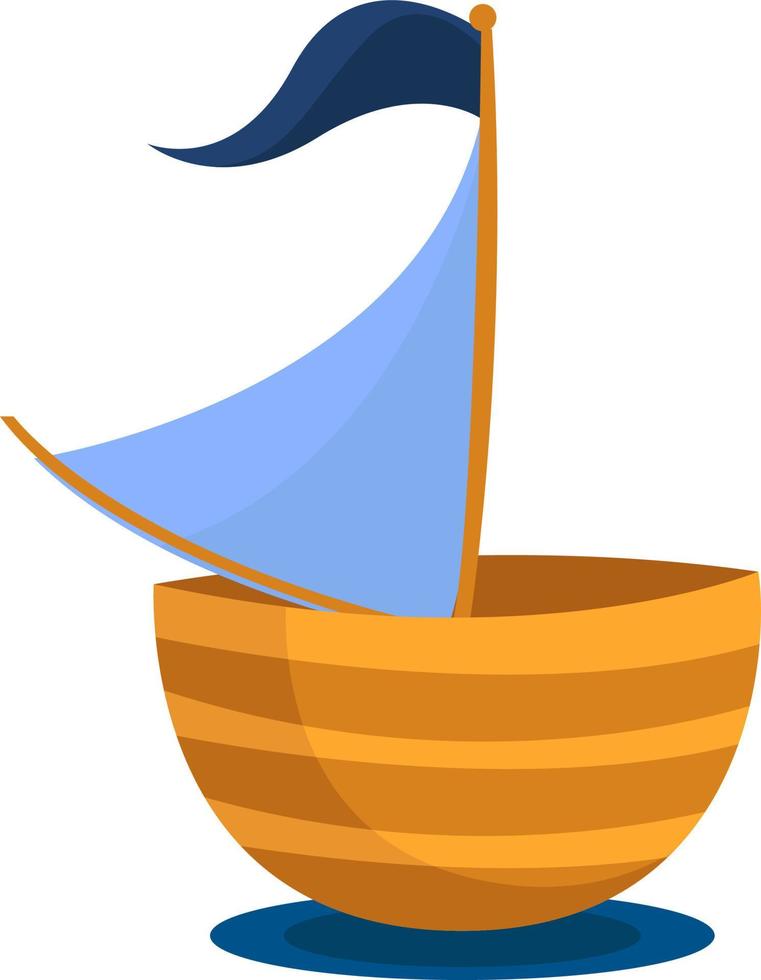 pequeno barco de madeira, ilustração, vetor em fundo branco