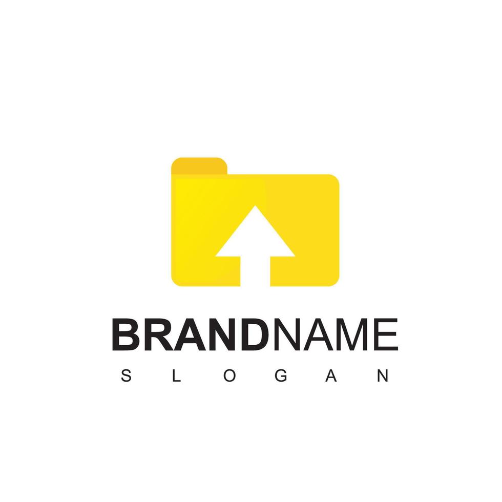 design de logotipo de documento on-line com símbolo de pasta e seta vetor