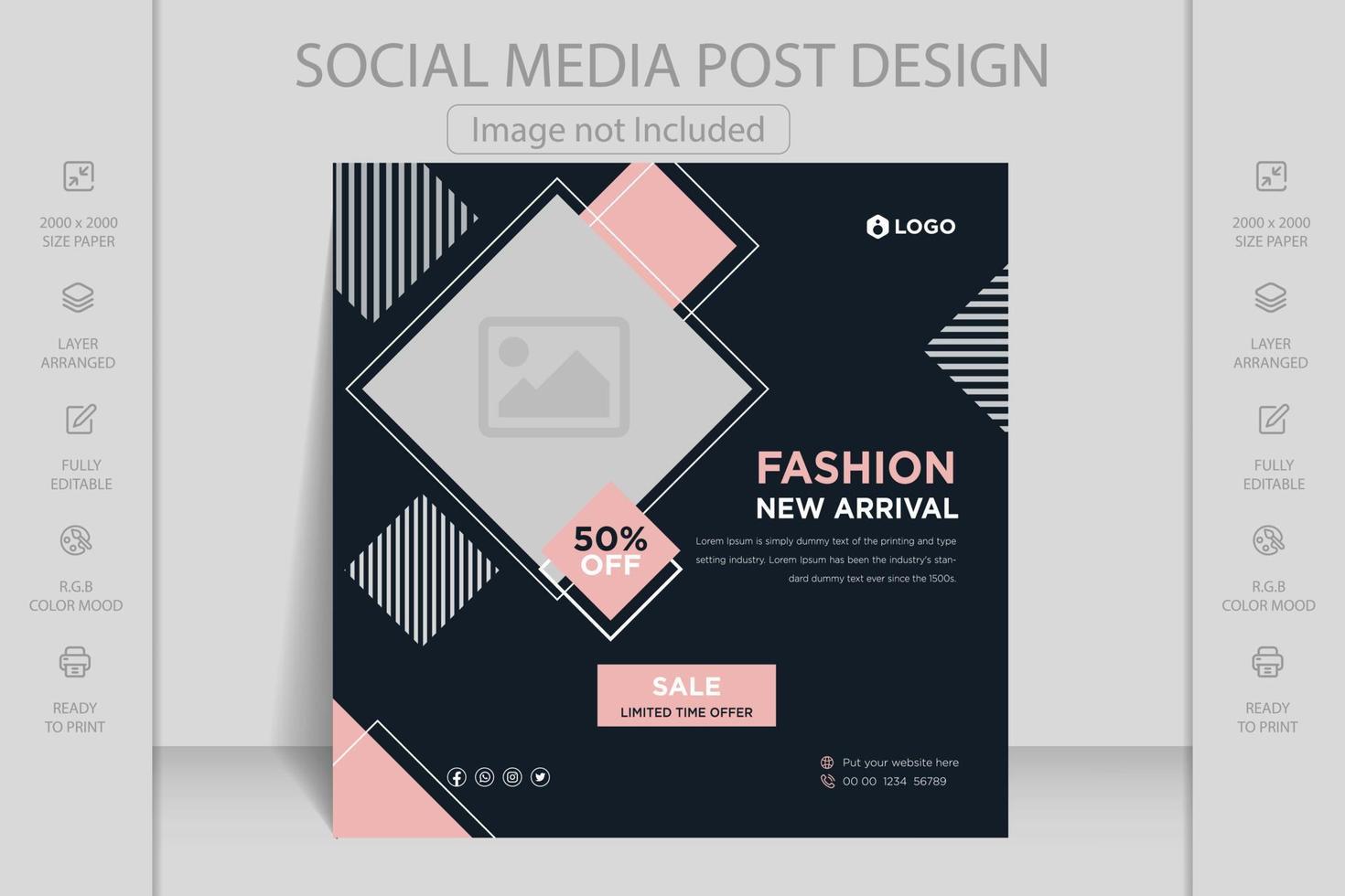 post de facebook dinâmico moderno do instagram e modelo de banner da web de mídia social para venda de moda online vetor