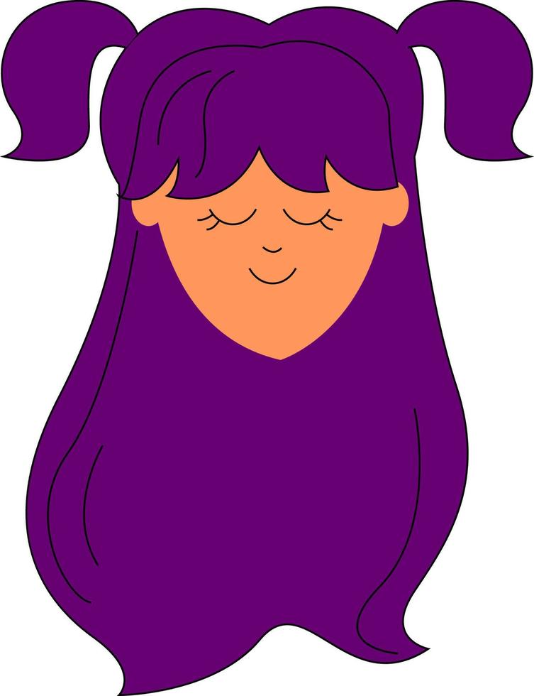 garota com longos cabelos roxos, ilustração, vetor em fundo branco.