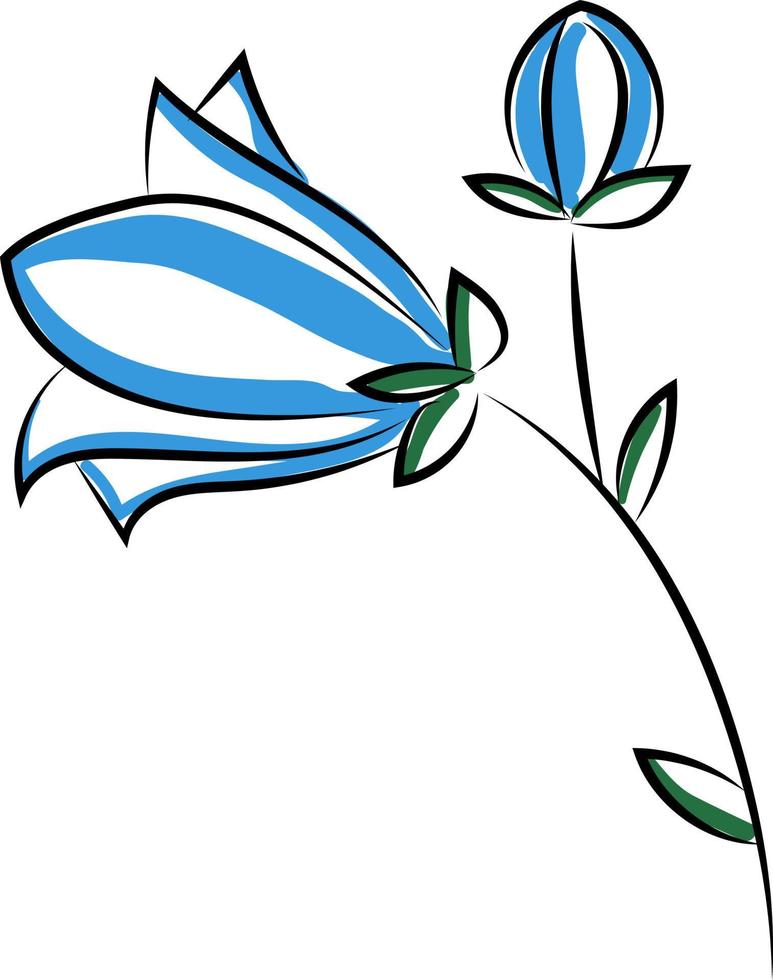 flor azul, ilustração, vetor em fundo branco.