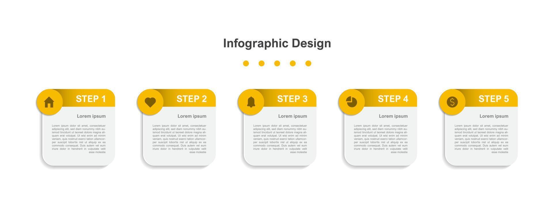 modelo de infográfico de negócios abstrato laranja de cinco passos vetor