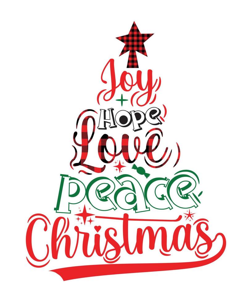 design de camiseta de alegria de natal esperança amor paz vetor