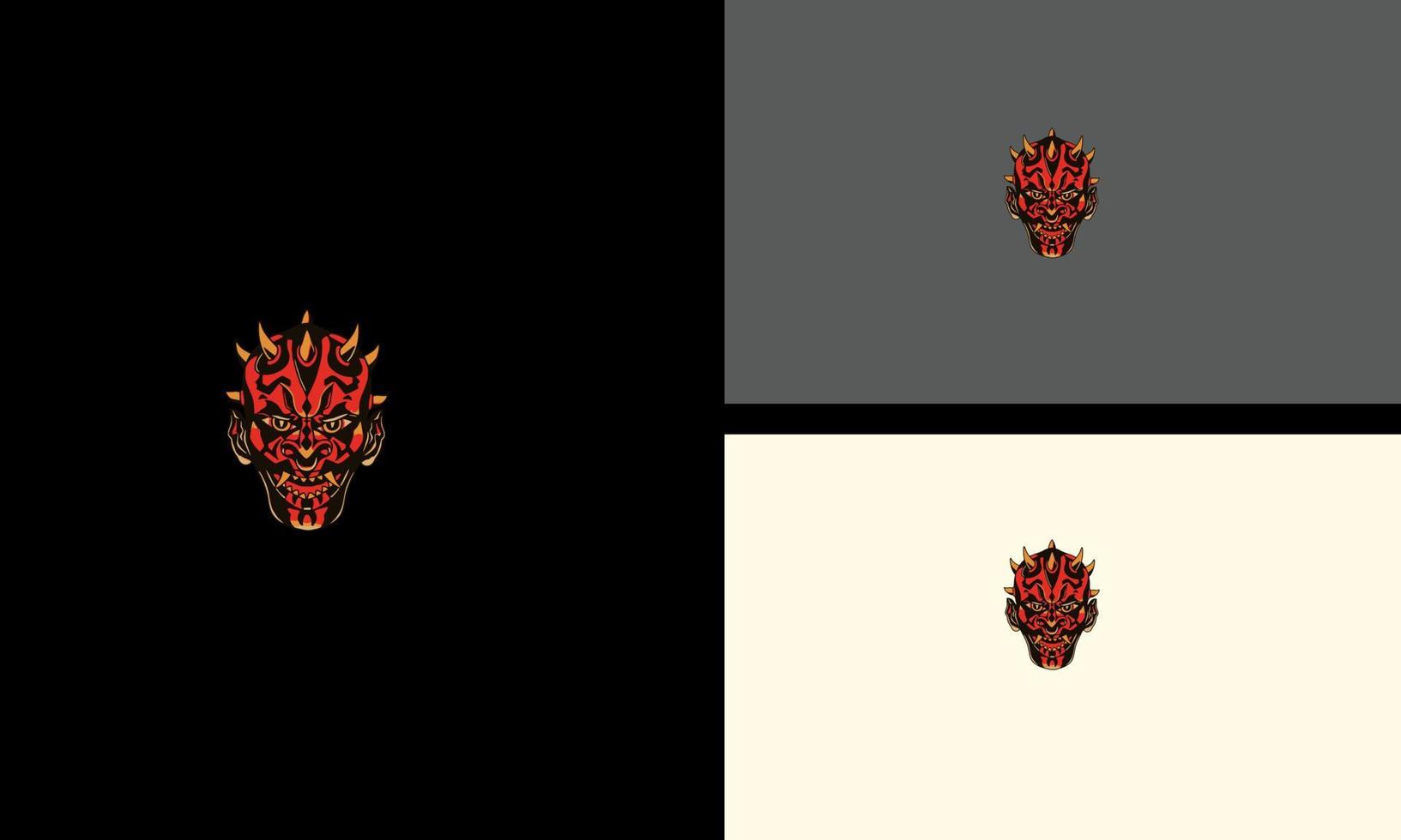 design de conceito de logotipo de ilustração vetorial de diabo vermelho cabeça vetor