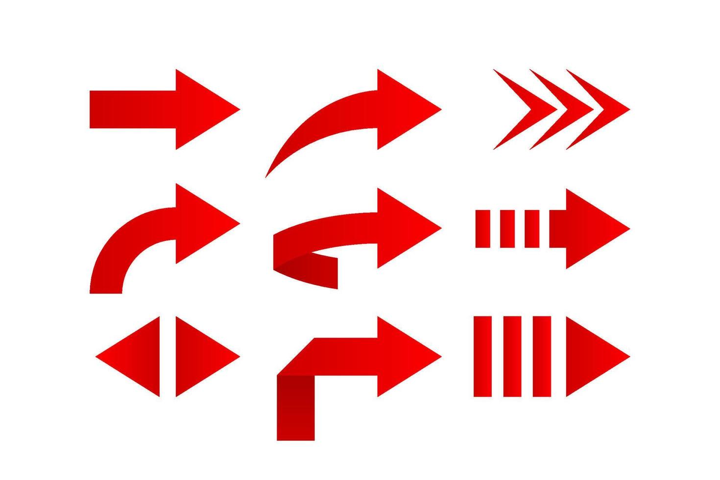 conjunto de ilustração de setas vermelhas gradientes vetor