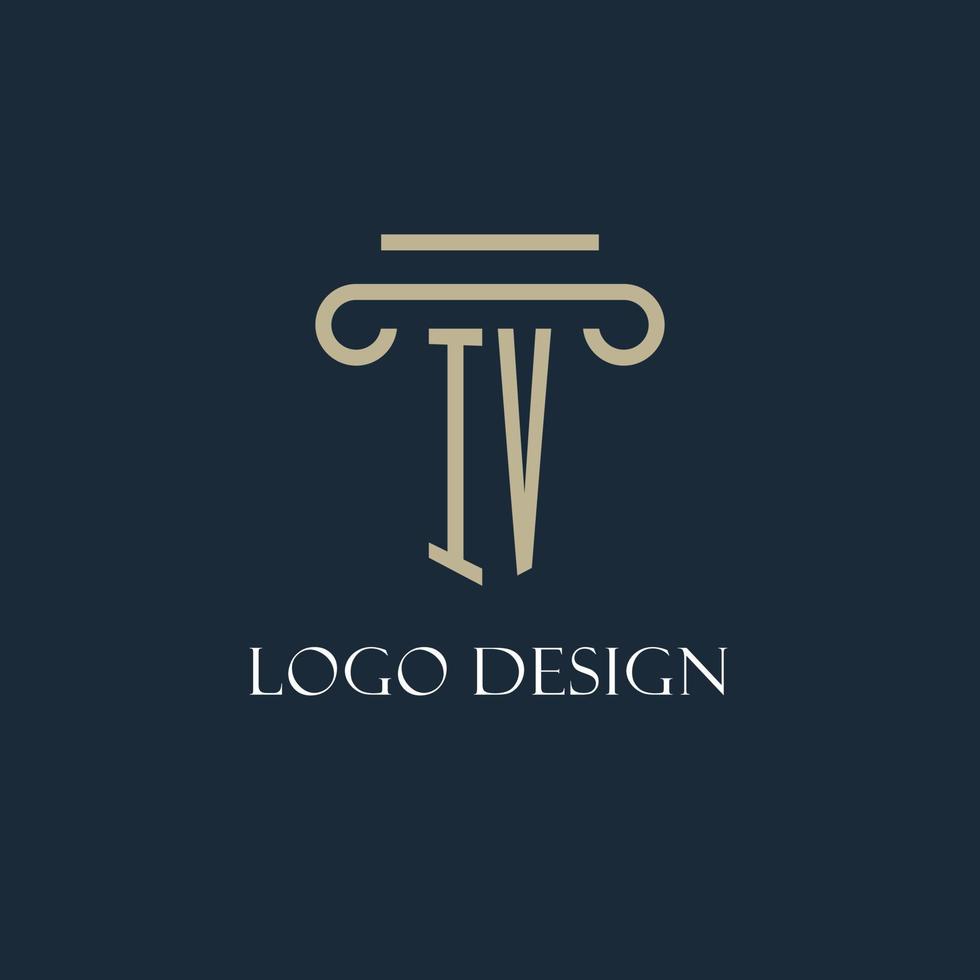 iv logotipo inicial para advogado, escritório de advocacia, escritório de advocacia com design de ícone de pilar vetor