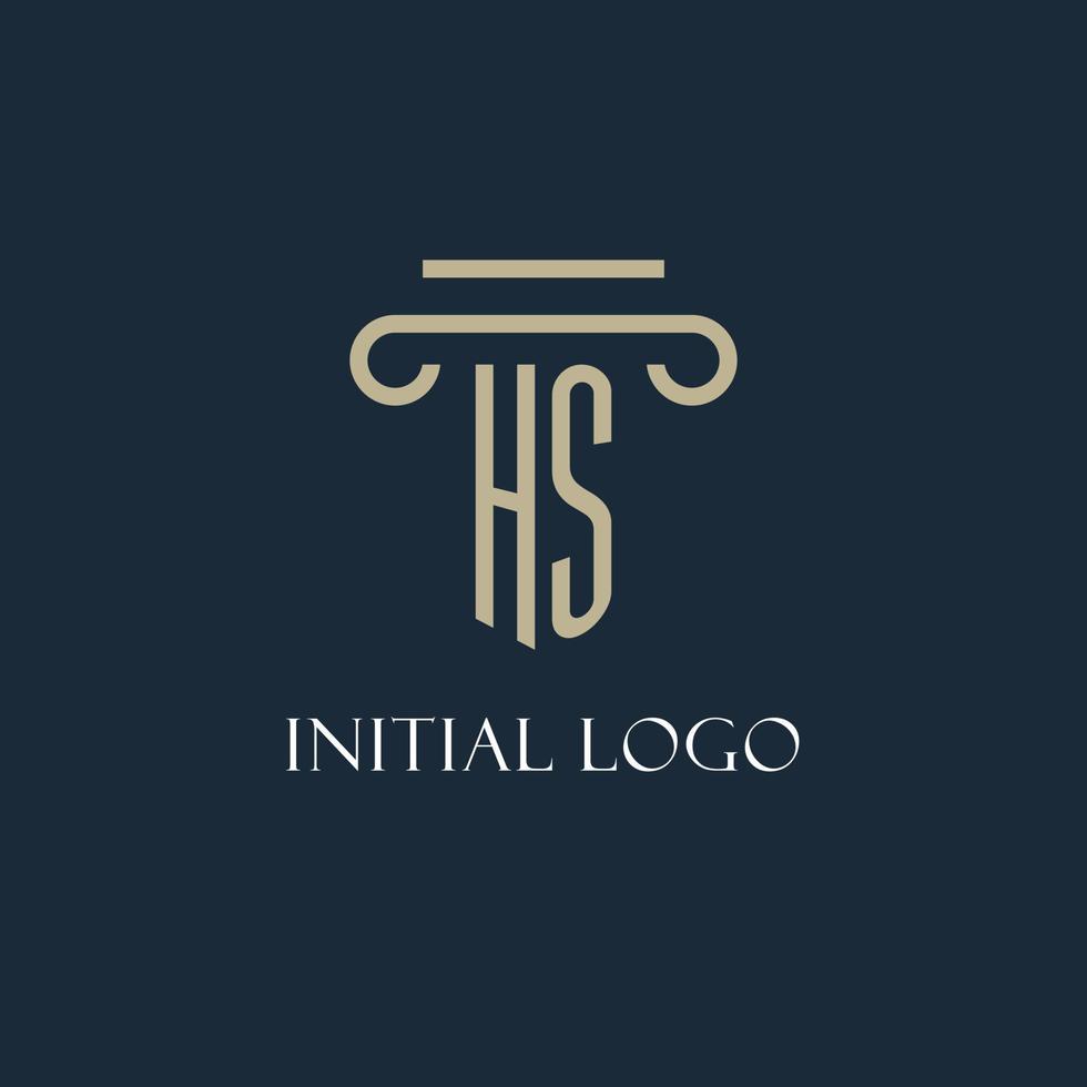 hs logotipo inicial para advogado, escritório de advocacia, escritório de advocacia com design de ícone de pilar vetor