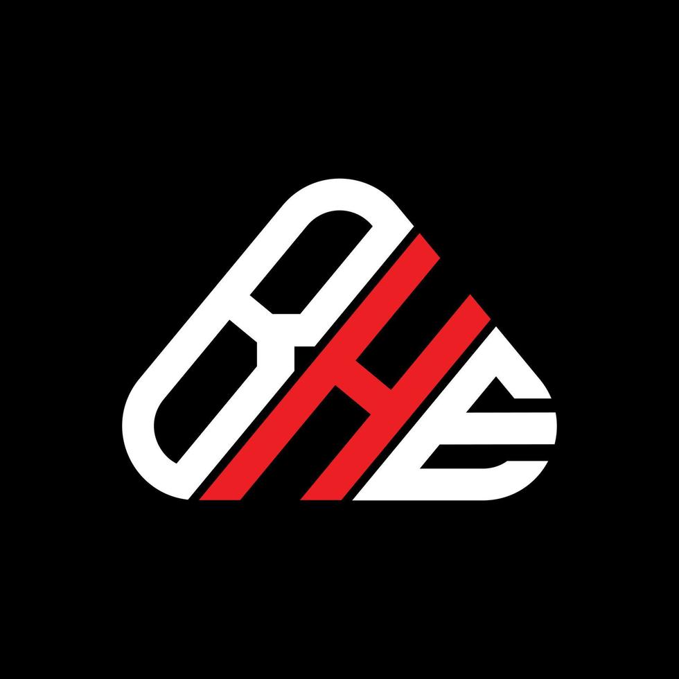 bhe letter logo design criativo com gráfico vetorial, bhe logotipo simples e moderno em forma de triângulo redondo. vetor