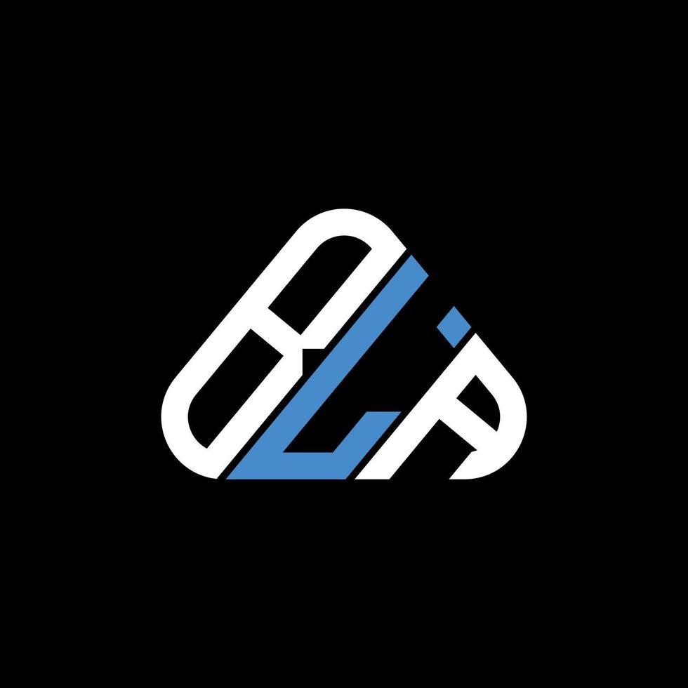 bla letter logo design criativo com gráfico vetorial, bla logotipo simples e moderno em forma de triângulo redondo. vetor