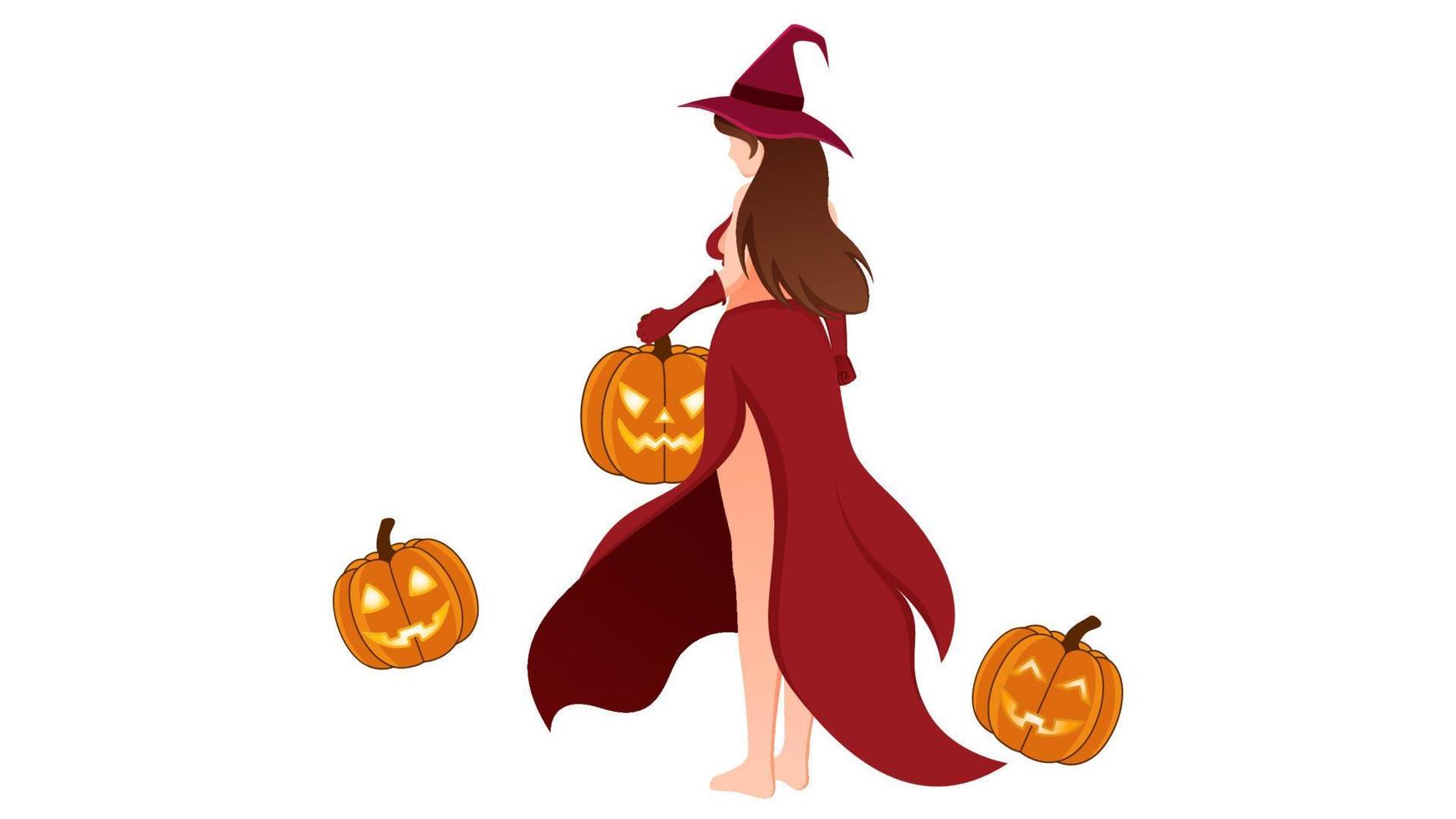 ilustração vetorial de bruxa de halloween, ilustração vetorial de personagem de bruxa vetor
