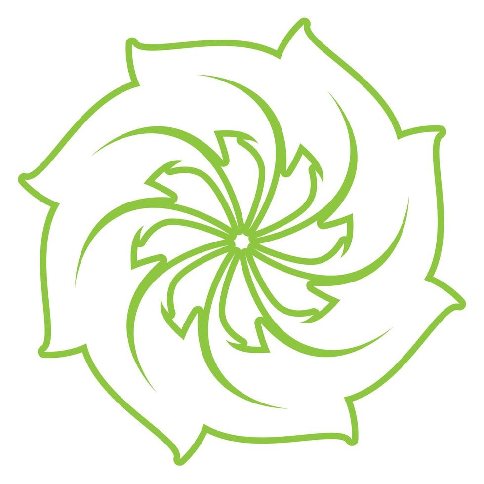 design de ornamento verde folha e modelo de vetor de símbolo