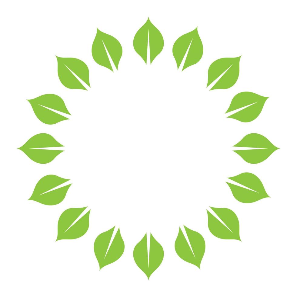 logotipo de círculo de decoração verde folha e modelo de vetor de símbolo