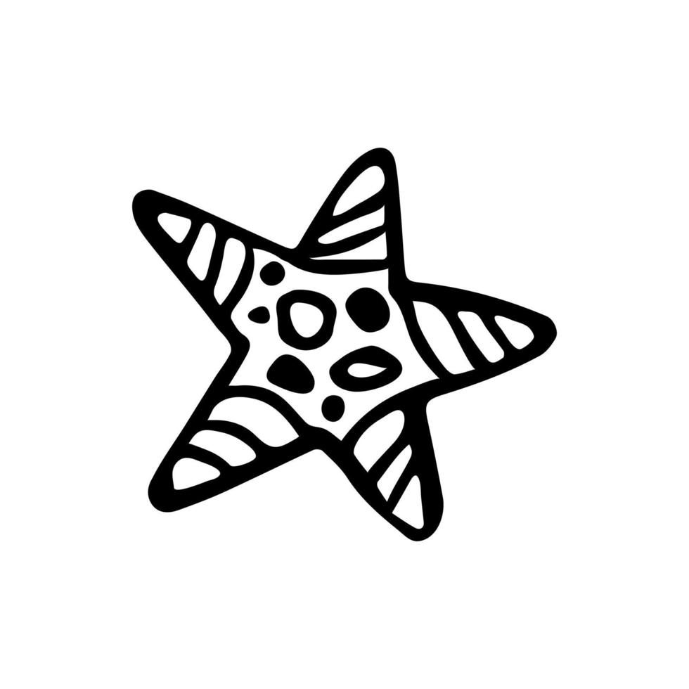 estrela de doodle desenhada de mão. forma de estrela para design. isolado no fundo branco vetor