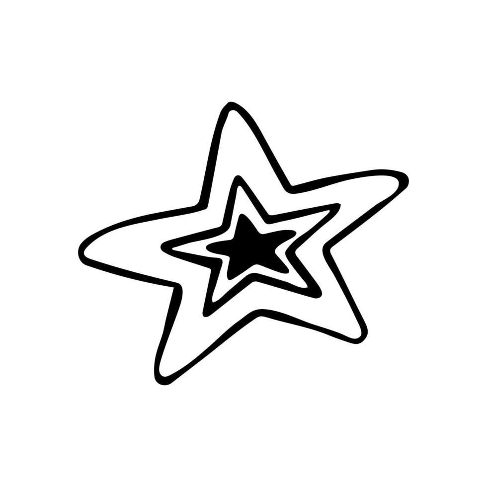 estrela de doodle desenhada de mão. forma de estrela para design. isolado no fundo branco vetor