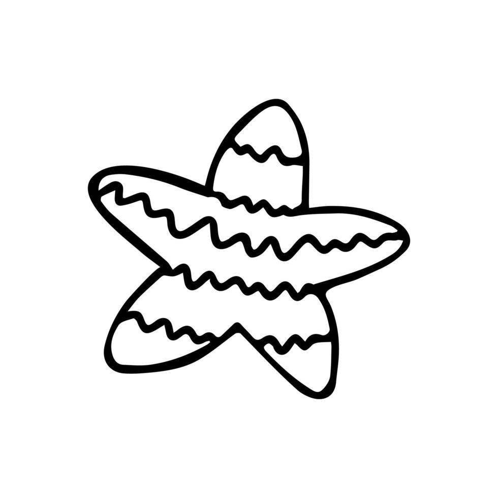 estrela de doodle desenhada de mão. forma de estrela para design. isolado no fundo branco vetor