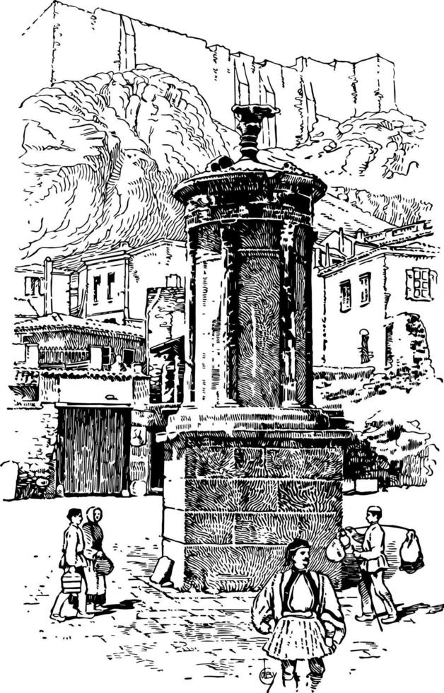 monumento ateniense, ilustração vintage. vetor