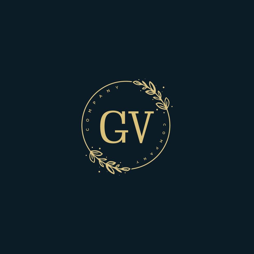 monograma de beleza inicial gv e design de logotipo elegante, logotipo de caligrafia da assinatura inicial, casamento, moda, floral e botânico com modelo criativo. vetor