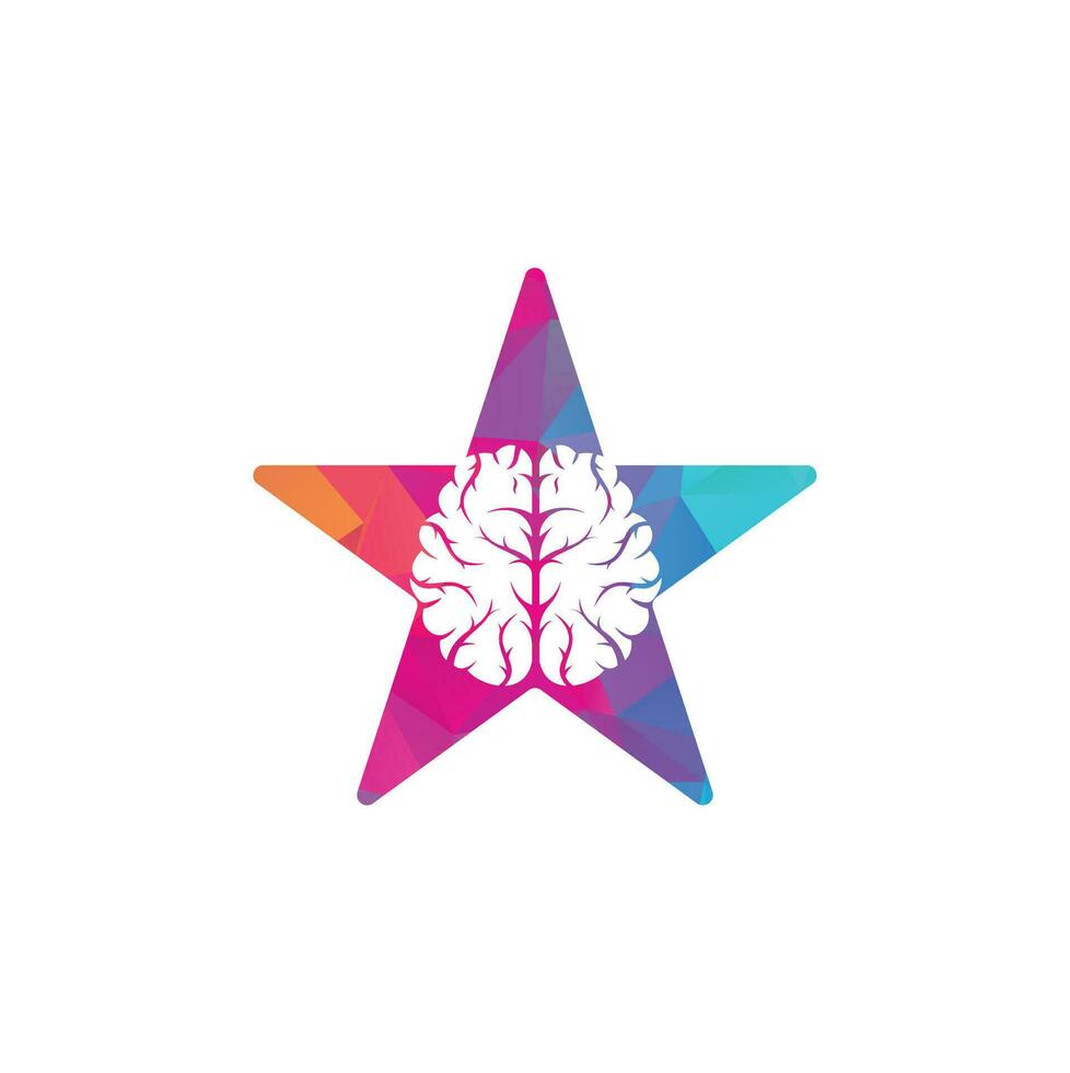 design de logotipo de conceito de forma de estrela cerebral. ícone do logotipo do cérebro do pensamento do poder do brainstorm vetor