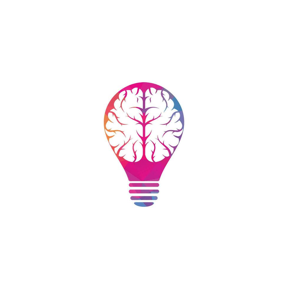 design de logotipo de conceito de forma de bulbo de cérebro. ícone do logotipo do cérebro do pensamento do poder do brainstorm vetor