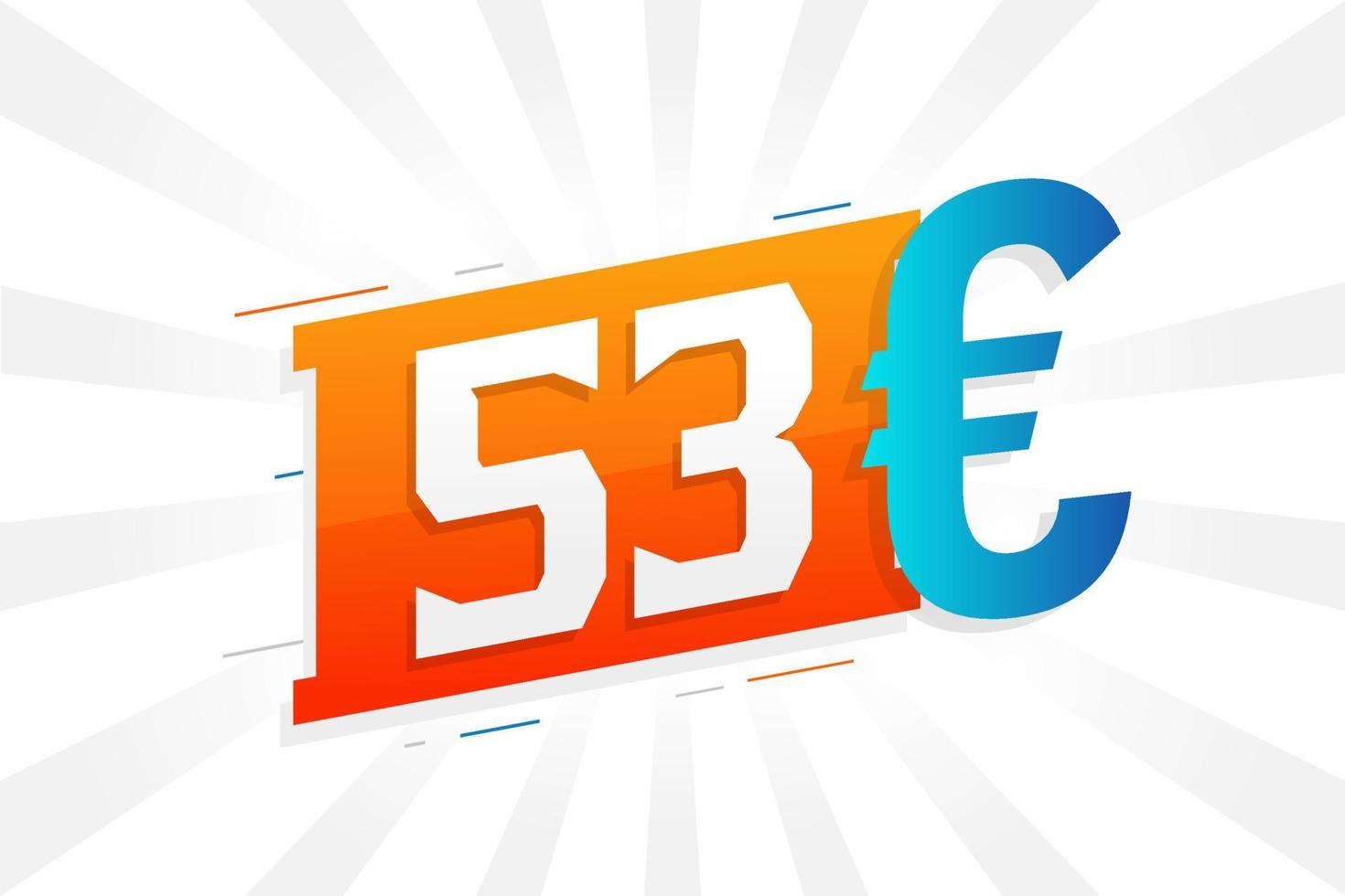 símbolo de texto de vetor de moeda de 53 euros. vetor de estoque de dinheiro da união europeia de 53 euros