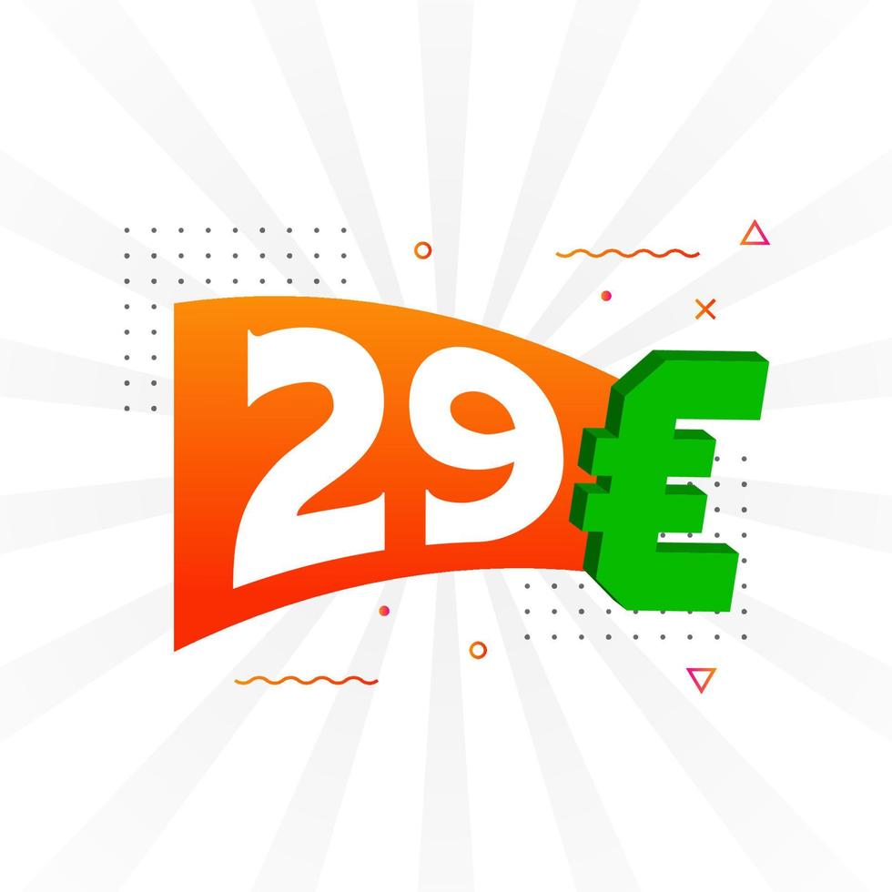 símbolo de texto de vetor de moeda de 29 euros. vetor de estoque de dinheiro da união europeia de 29 euros