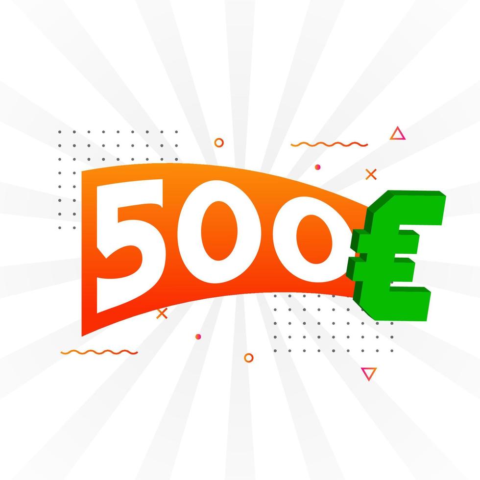 Símbolo de texto de vetor de moeda de 500 euros. vetor de estoque de dinheiro da união europeia de 500 euros