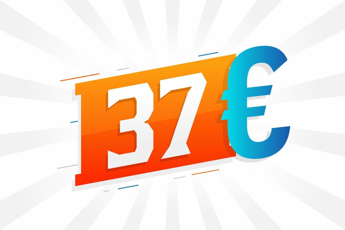 símbolo de texto de vetor de moeda de 37 euros. vetor de estoque de dinheiro da união europeia de 37 euros