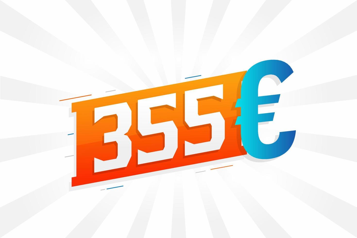 Símbolo de texto de vetor de moeda de 355 euros. vetor de estoque de dinheiro da união europeia de 355 euros