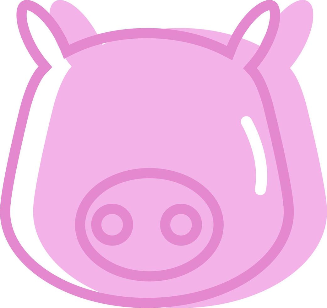 cabeça de porco rosa, ilustração de ícone, vetor em fundo branco