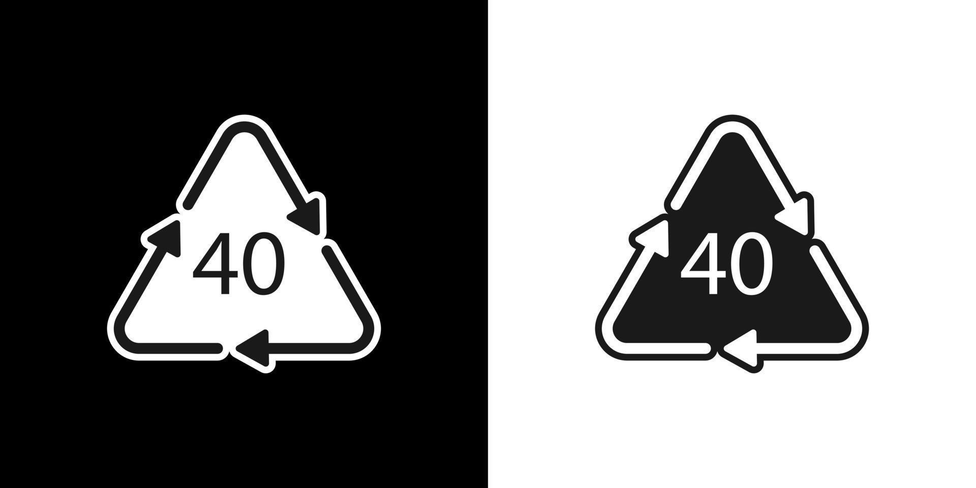 símbolo de reciclagem de plástico fe 40, plástico de embalagem. ilustração vetorial vetor