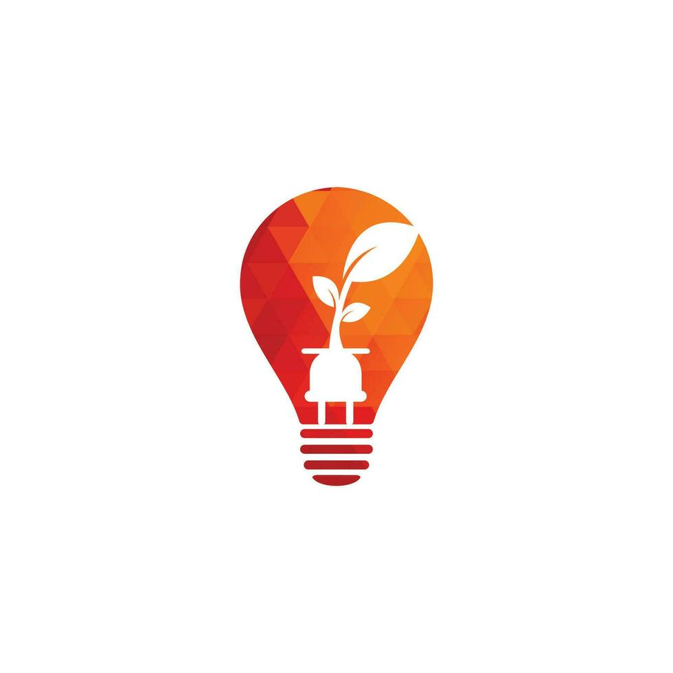design de logotipo de vetor de conceito de forma de bulbo eco plug. conceito de logotipo de energia de plugue de folha.
