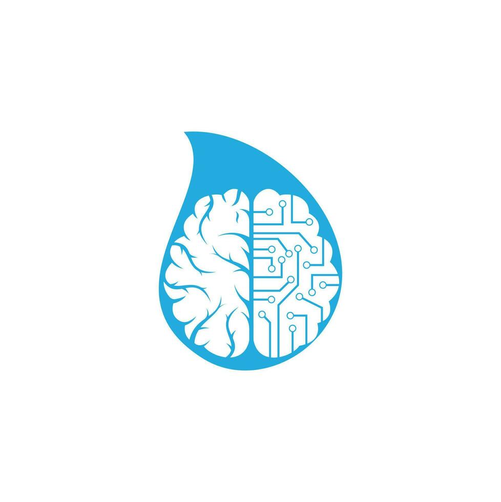 cérebro conexão gota forma conceito design de logotipo de conceito de forma. modelo de logotipo de cérebro digital. vetor